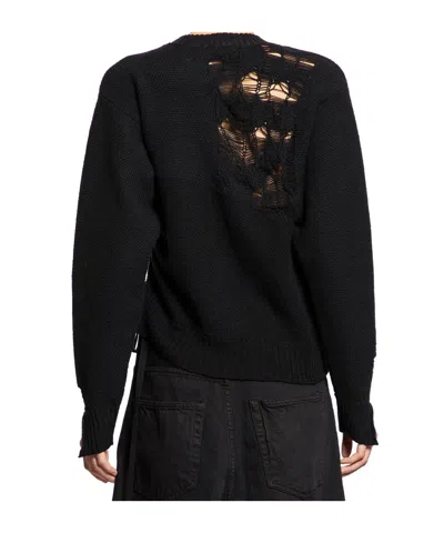 Ann Demeulemeester Ith Drawstrings Merino Wool Knit In Black