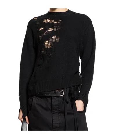 Ann Demeulemeester Ith Drawstrings Merino Wool Knit In Black