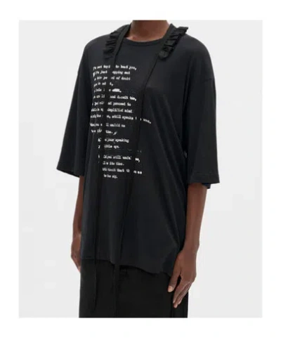 Ann Demeulemeester Agapi Printed High Comfort T-shirt With Detachable Collar In Black