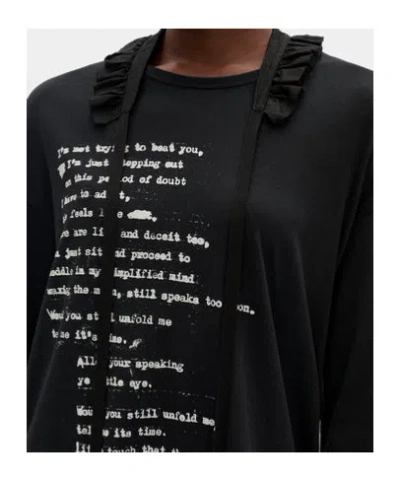 Ann Demeulemeester Agapi Printed High Comfort T-shirt With Detachable Collar In Black
