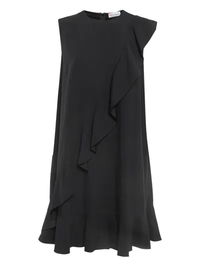 Pre-owned Valentino 2019 Ruffled Hem Mini Dress In Black