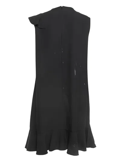 Pre-owned Valentino 2019 Ruffled Hem Mini Dress In Black