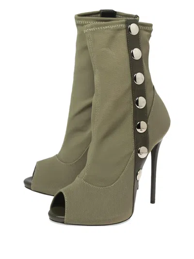 Pre-owned Giuseppe Zanotti Vintage  120mm Studded Boots In Green