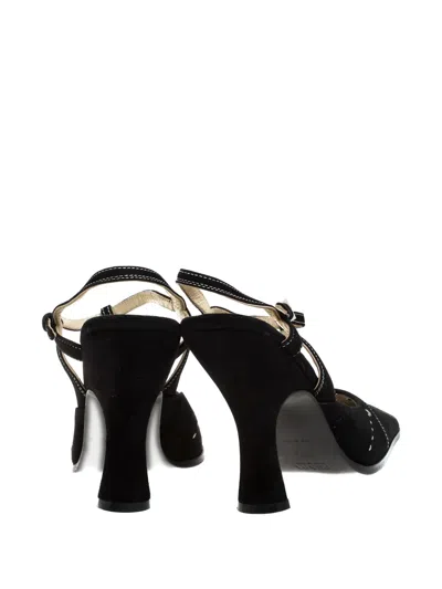 Pre-owned Prada 105mm Suede T-strap Pumps In Black