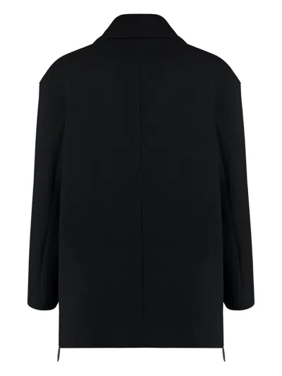 Giorgio Armani Lapel Collar Double-breasted Peacoat In Black