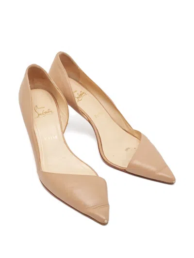 Pre-owned Christian Louboutin 110mm Newton Leather Pumps In Neutral