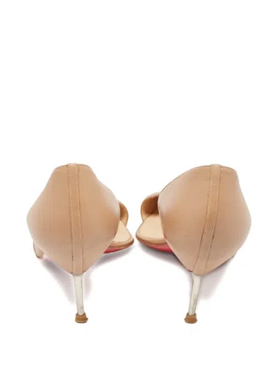 Pre-owned Christian Louboutin 110mm Newton Leather Pumps In Neutral