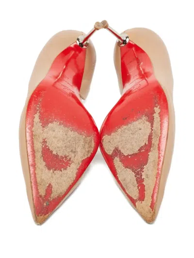 Pre-owned Christian Louboutin 110mm Newton Leather Pumps In Neutral