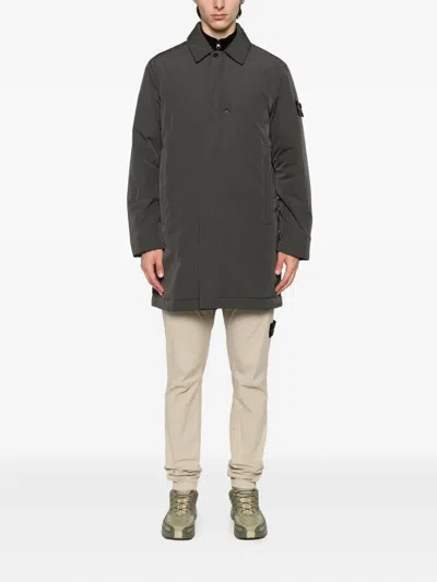 Stone Island Button-fastening Coat In Gray