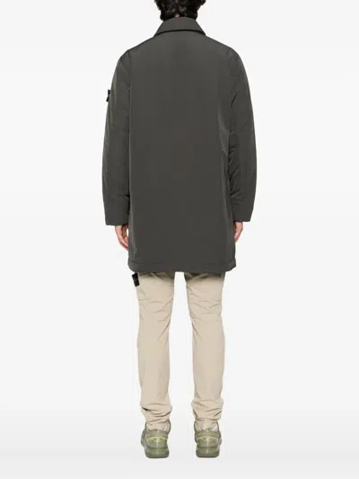 Stone Island Button-fastening Coat In Gray