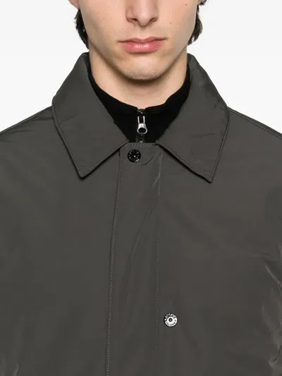 Stone Island Button-fastening Coat In Gray