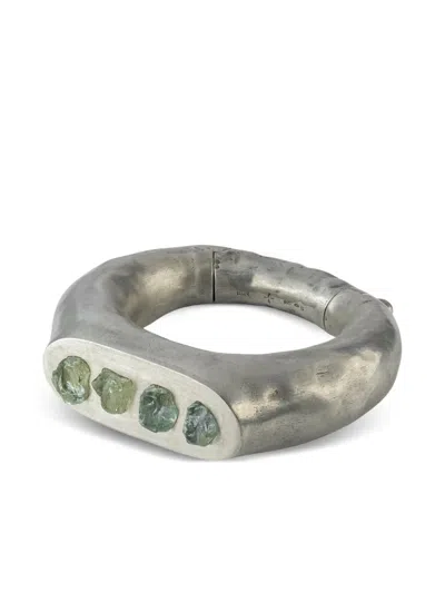 Parts Of Four Sterling-silver Thick Roman Aquamarine Bracelet In Metallic