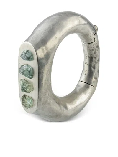 Parts Of Four Sterling-silver Thick Roman Aquamarine Bracelet In Metallic