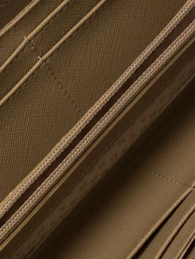Pre-owned Dkny Vintage  Zip Leather Continental Wallet In Neutral