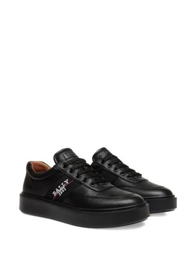 Bally Logo-detail Leather Sneakers In Black