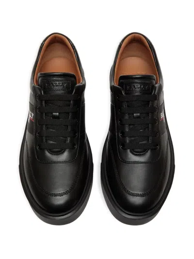 Bally Logo-detail Leather Sneakers In Black