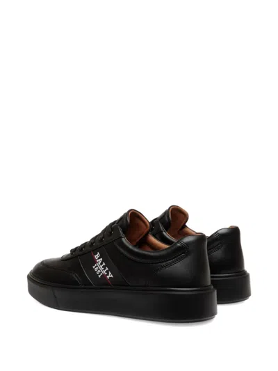 Bally Logo-detail Leather Sneakers In Black