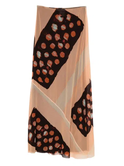Pre-owned Jean Paul Gaultier 2000s Abstract-print Skirt In Neutral