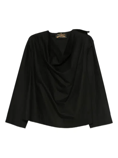 Pre-owned Vivienne Westwood 2017 Draped-neckline Blouse In Black
