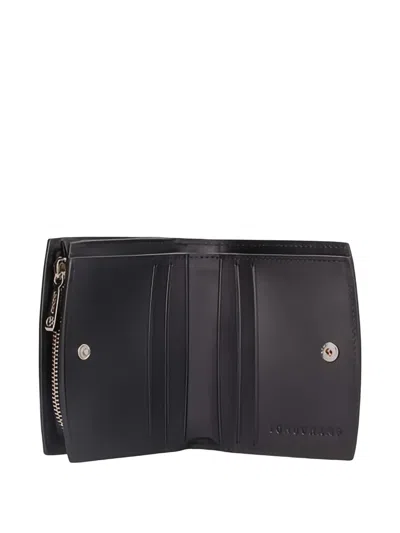 Longchamp Crocodile-embossed Clasp Wallet In Black