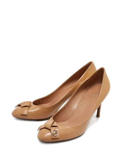 Pre-owned Louis Vuitton 80mm Patent-leather Pumps In Brown