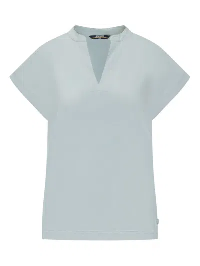 K-way V-neck Short-sleeved T-shirt In Blue