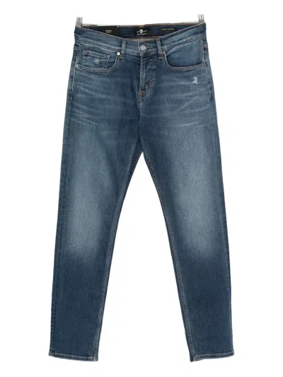 7 For All Mankind Distressed-details Jeans In Blue