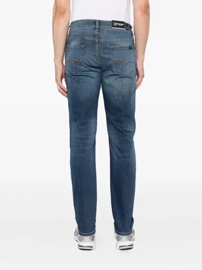 7 For All Mankind Distressed-details Jeans In Blue