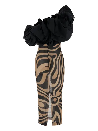 Pucci Marmo-print One-shoulder Dress