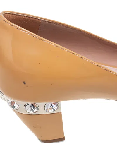 Pre-owned Miu Miu 60mm Crystal-embellished Leather Pumps In Neutral