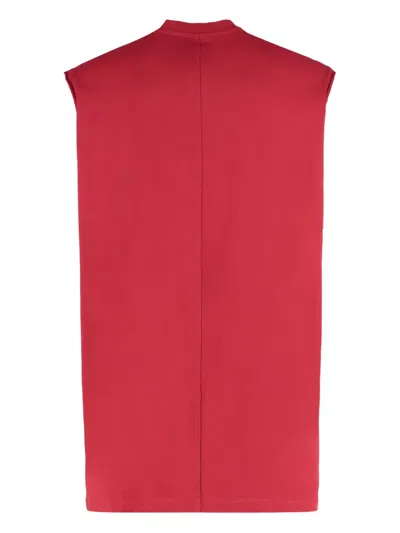 Rick Owens Ribbed Collar Sleeveless Crew Neck Tank Top In Red