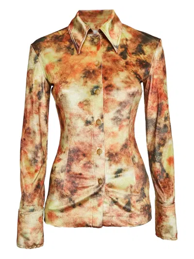 Pre-owned Nanushka  Floral-print Velvet Shirt