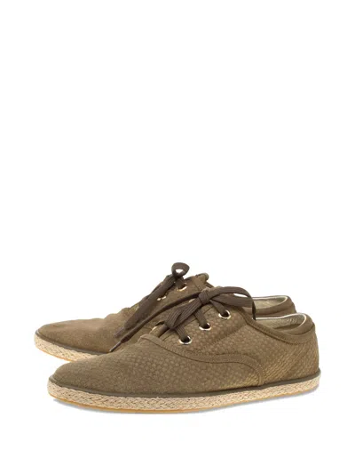 Pre-owned Louis Vuitton Petit Damier Espadrilles In Brown