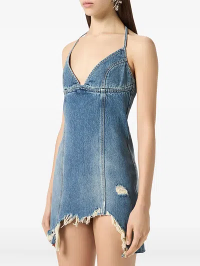 Blumarine Denim Mini Dress In Blue