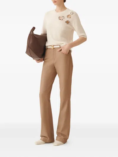 Fabiana Filippi Embellished Short-sleeved Sweater In White