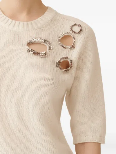 Fabiana Filippi Embellished Short-sleeved Sweater In White