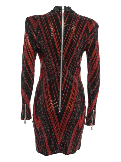 Pre-owned Balmain Crystal Embellishment Mini Dress In Black