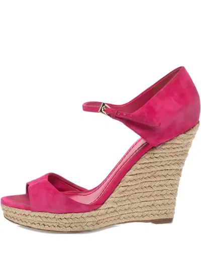 Pre-owned Dior 125mm Espadrille Wedge Sandals In Pink
