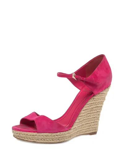 Pre-owned Dior 125mm Espadrille Wedge Sandals In Pink