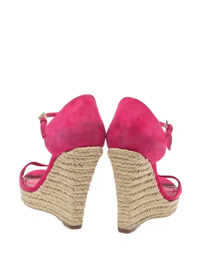 Pre-owned Dior 125mm Espadrille Wedge Sandals In Pink
