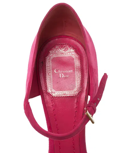 Pre-owned Dior 125mm Espadrille Wedge Sandals In Pink