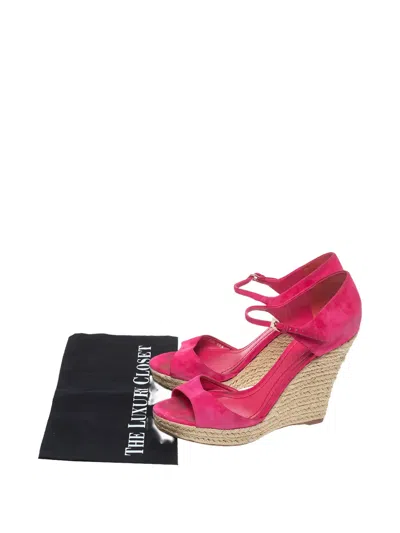 Pre-owned Dior 125mm Espadrille Wedge Sandals In Pink