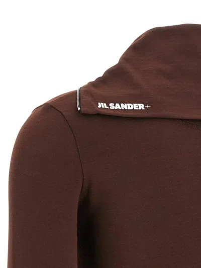 Jil Sander Half-zip T-shirt High Collar In Brown