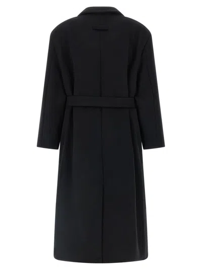 Fear Of God Belted Long Coat Lapel In Black