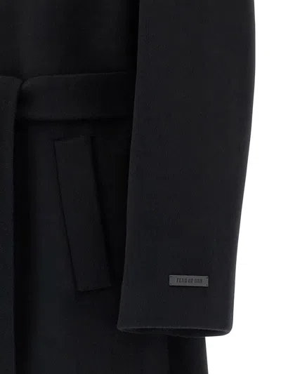 Fear Of God Belted Long Coat Lapel In Black