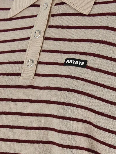 Rotate Birger Christensen Striped Polo Shirt With Logo Patch In Multi