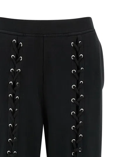 Rotate Birger Christensen Wide Leg Lace-up Joggers With Side Pockets In Black