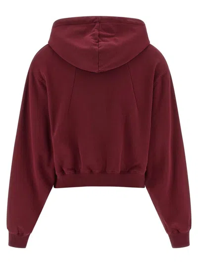 Rotate Birger Christensen Ribbed Cuffs And Hem Hoodie With Drawstring Hood In Burgundy
