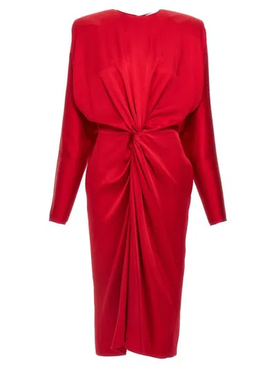 Stella Mccartney Satin Twist Midi Dresses Red