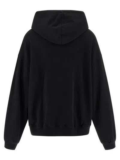 Rotate Birger Christensen Heavy Cotton Sweatshirt With Hood And Pouch Pocket In Black